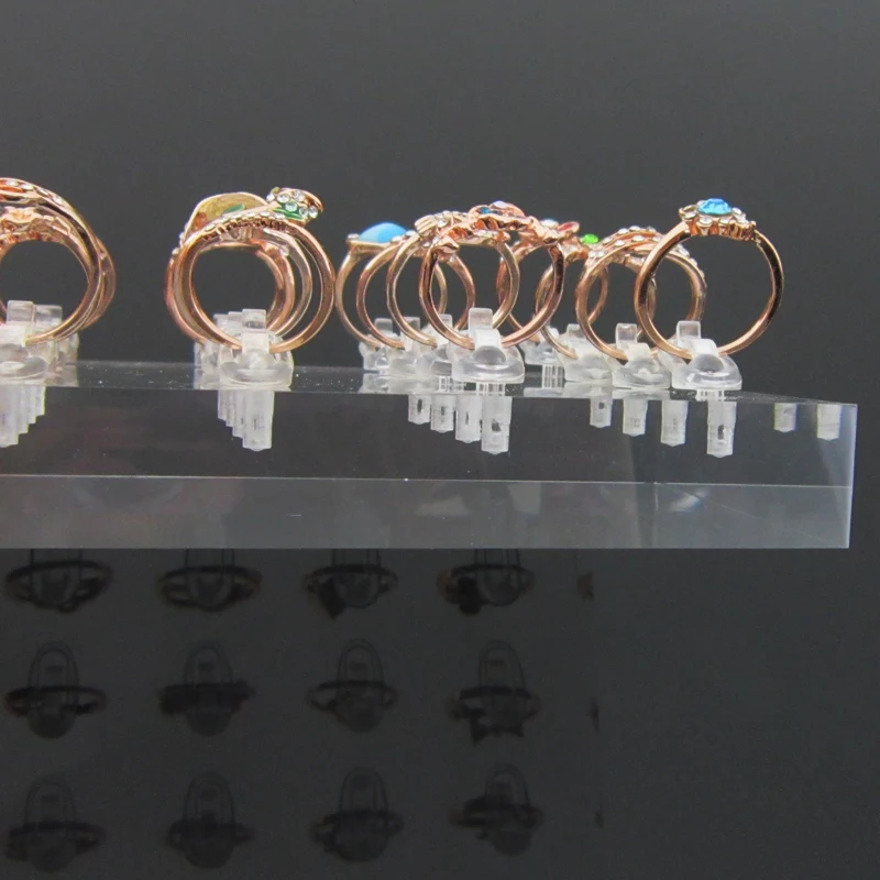 High Quality Square Clear Acrylic 16 Clips Ring Jewelry Shelf Display Stand Rings Holder Show Storage Organizer Rack Case Tray