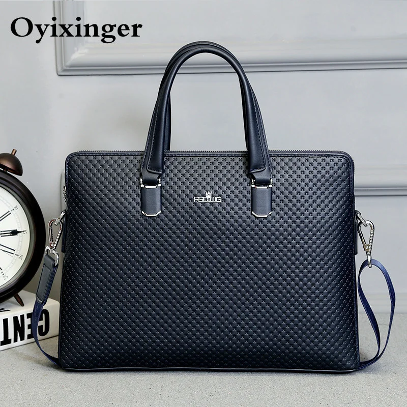 

OYIXINGER PU Leather Shoulder Laptop Bags For Men Luxury Handbags Man Crossbody Computer Notebook Bag For 14.1" DELL Macbook Air