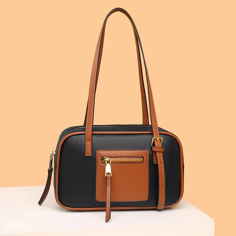 

Drop Shipping Women's Bags Genuine Leather Ladies Shoulder Bag 2023 Simple Fashion Female Handbag Cowhide Underarm Bag For Women