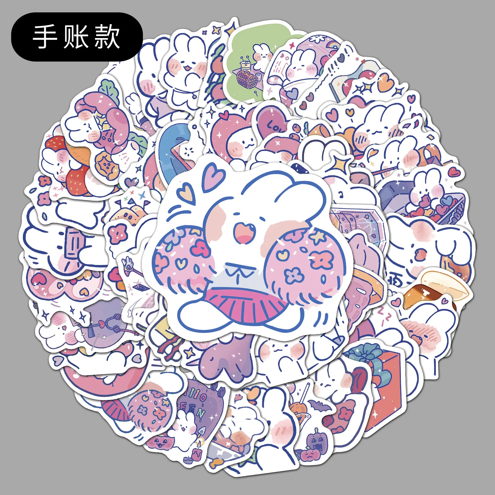 

50 Sheets/pack Hand Account Soft Cute Rabbit Suitcase Stickers Personality Trend Stickers Laptop Car Decoration Anime Stickers