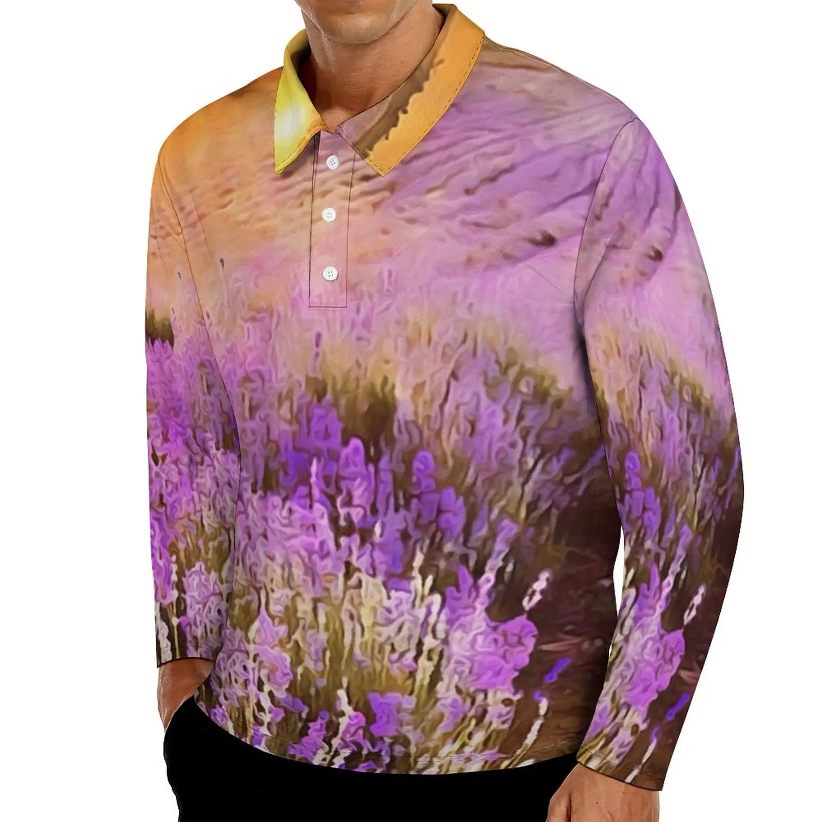 

Рубашка-поло мужская с принтом заката и длинным рукавом, размеры до 6XL