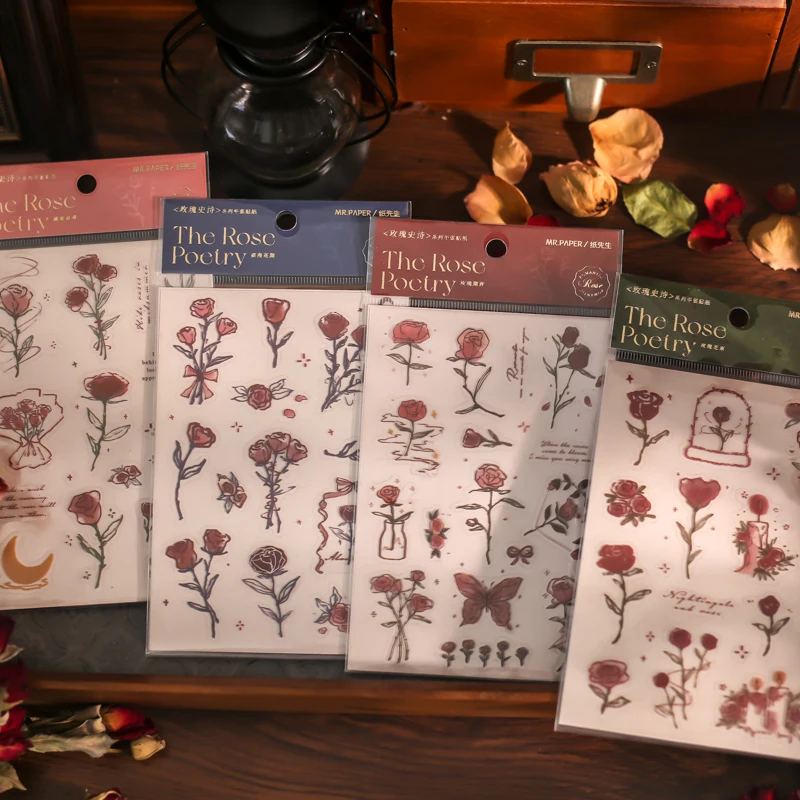 

12packs/LOT rose epic series retro creative decoration DIY PVC stickers