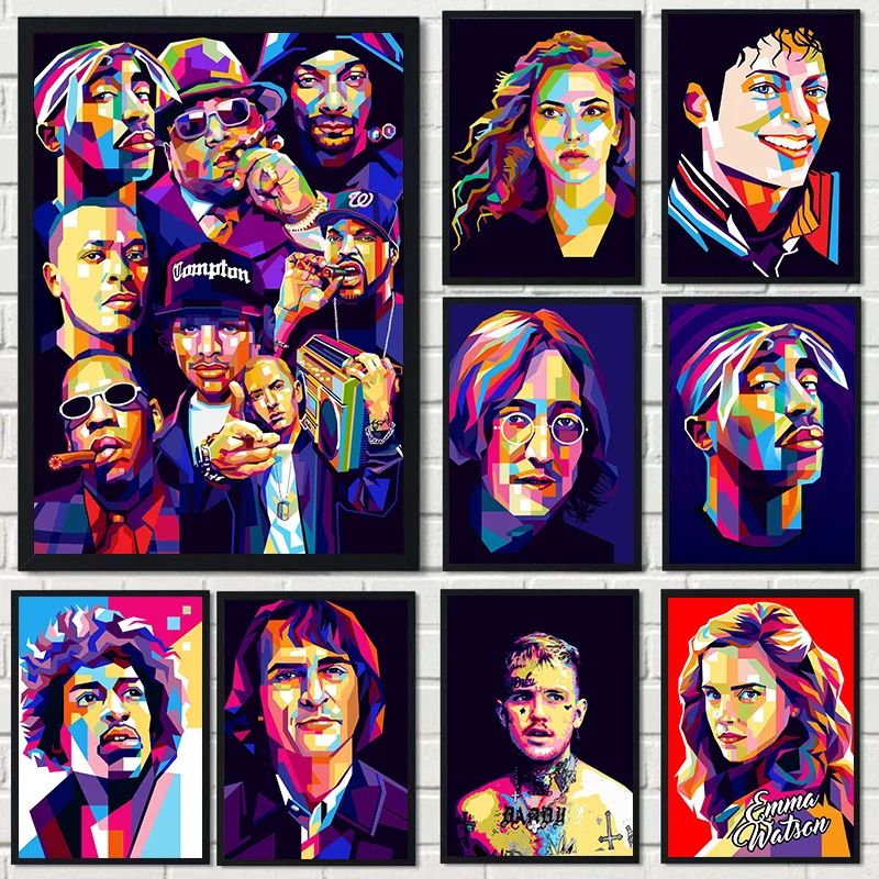 

Modern Hip Hop Rapper Canvas Art Painting Decor Painting Pop Art Wall Picture Poster Modern Wall Art Living Room Music Art