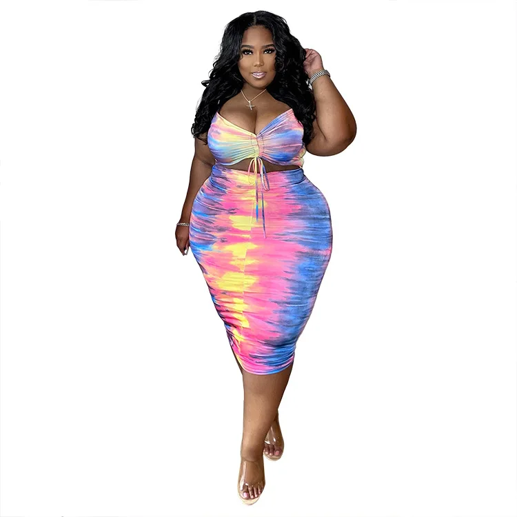 

Sexy sling sleeveless color plus size hip hot dress