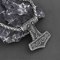 316l stainless steel viking thor hammer pendant necklace men norse viking celtic odin raven necklace amulet jewelry accessories