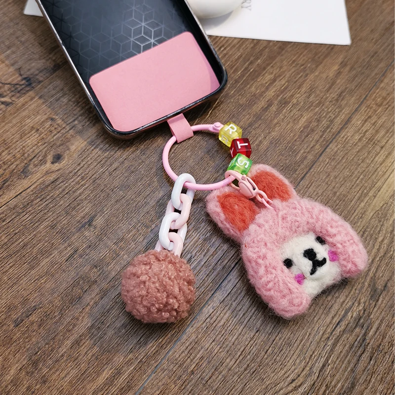 Mobile Phone Lanyard Key Chain Pendant Universal Phone Anti Loss Sling Lanyard for Keys Winter Knitting Cute Puppy Doll Pendant