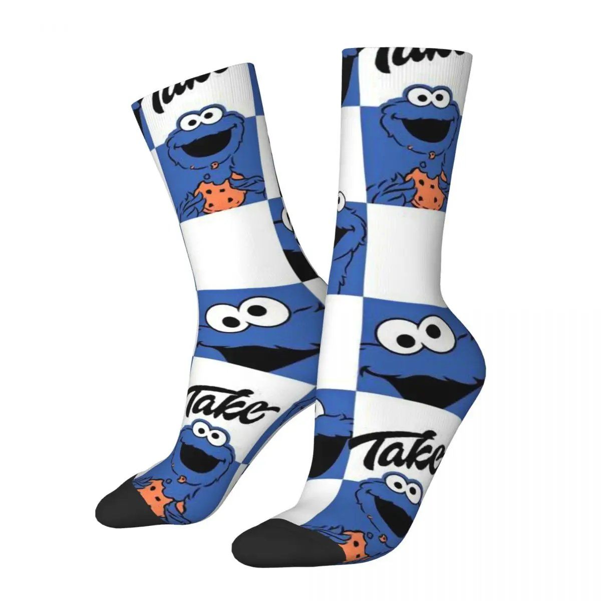 Funny Crazy Sock for Men Sesame Street Blue Monster Hip Hop Harajuku Happy Quality Pattern Printed Boys Crew Sock Casual Gift