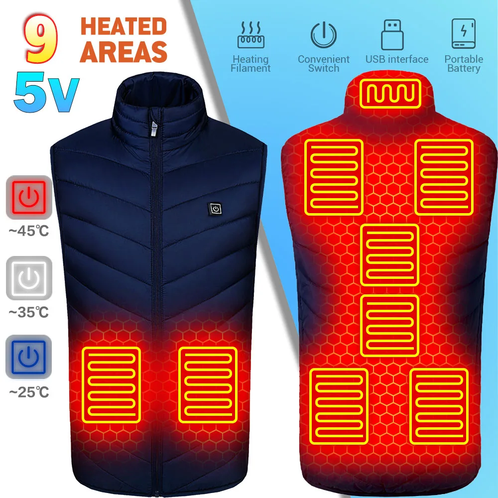

Heating Vest Winter Motrocycle Jacket Anti-freeze Warming Vest Clothes Hunting Ski Heated Vest USB Powered Heating Clothes Men