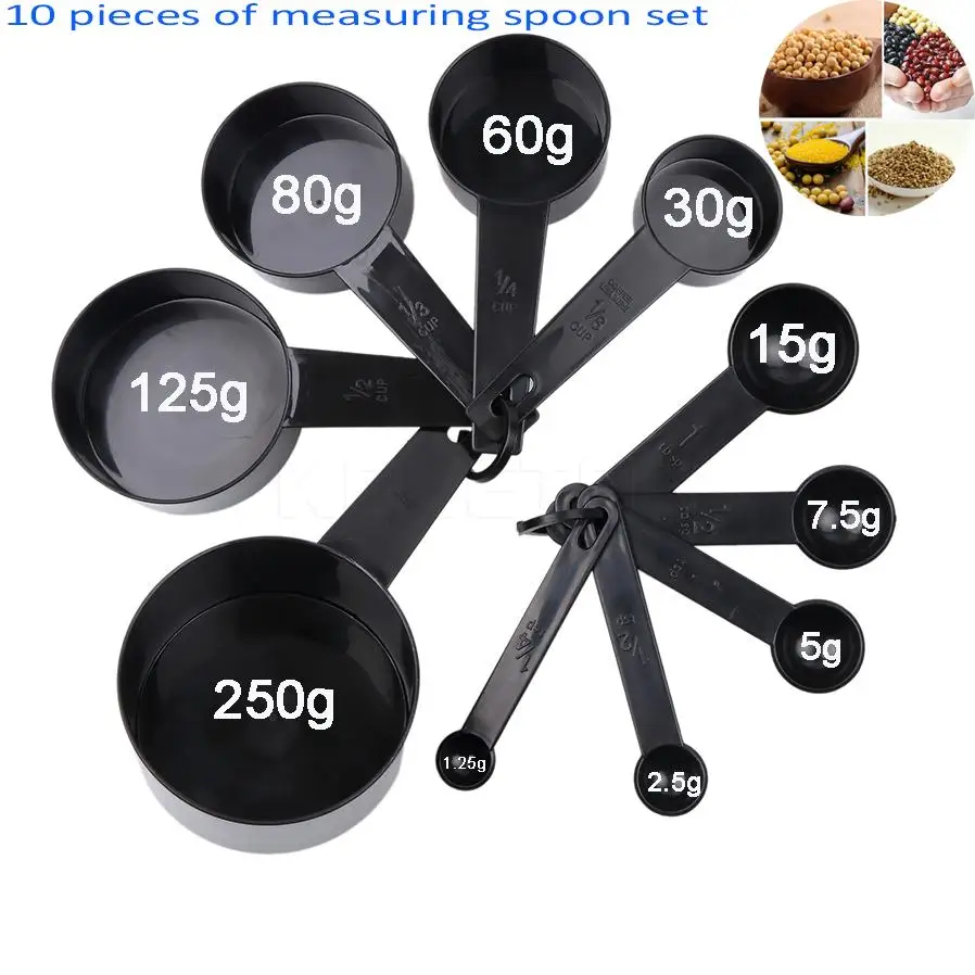

10Pcs Plastic Measuring Spoons Cups Kitchen Ration Cooking Tool Sets