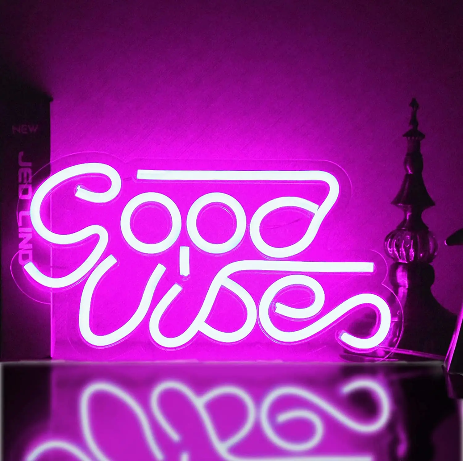 

Good Vibes Neon Sign USB Powered for Bedroom Decor, LED Neon Light Dimmable for Man Cave Party Wall Art