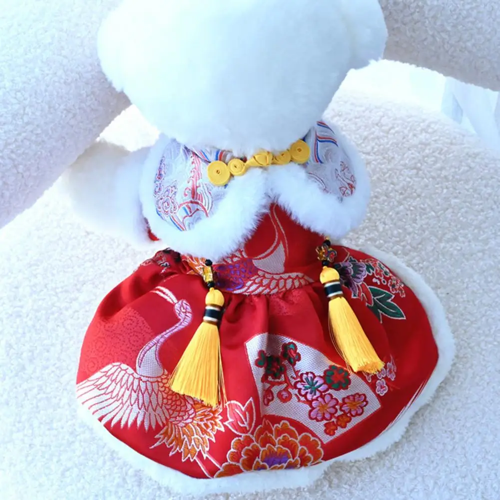 

Костюм для домашних животных Тан, дизайнерское платье с бахромой, утепленное флисовое платье для кошек и собак, костюм для домашних животных