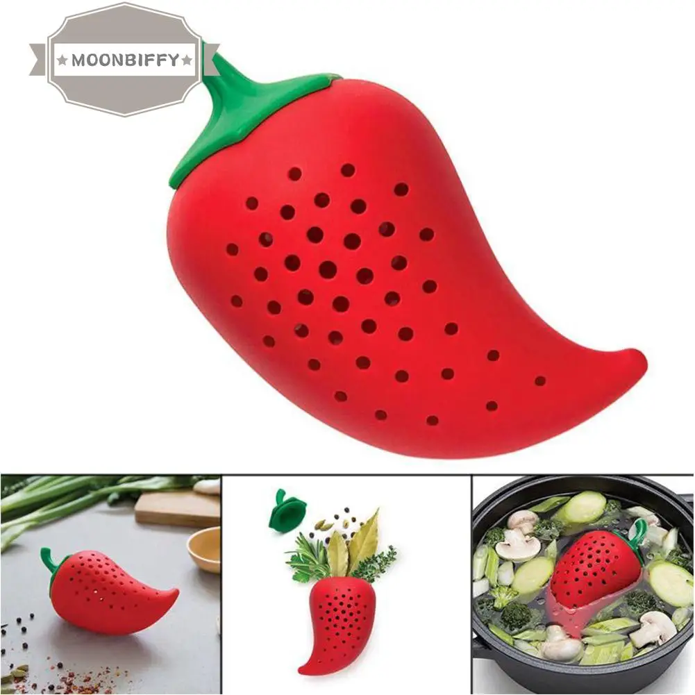 

1Pcs Creative Chili Shape Spice Filter Silicone Seasoning Soup Accessories Infuser Kitchen Stew And Practical Tea Bag Strai G4Z6