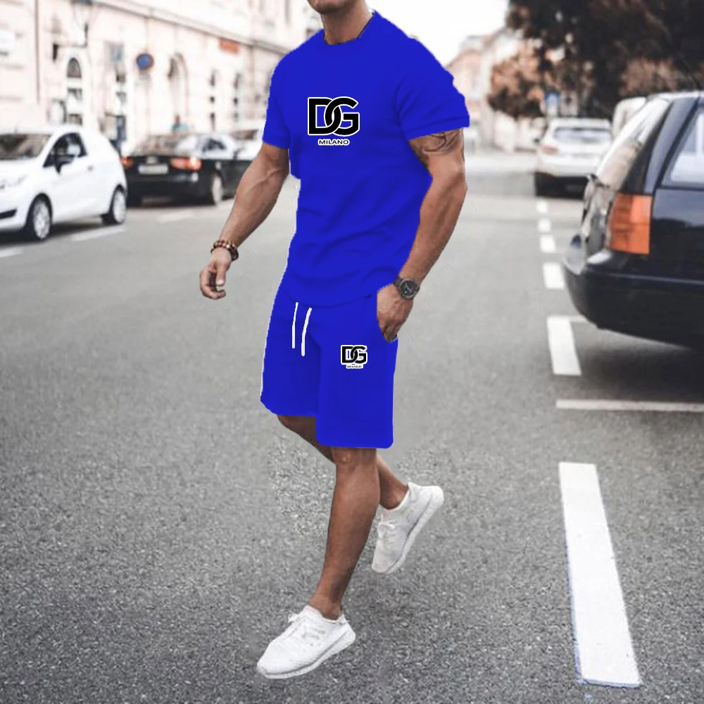 Summer tshirt set men Short Outfits set Men Short Sleeve T-shirt Shorts Tracksuit Jogging suit Cotton 2 pieces set Man Clothing