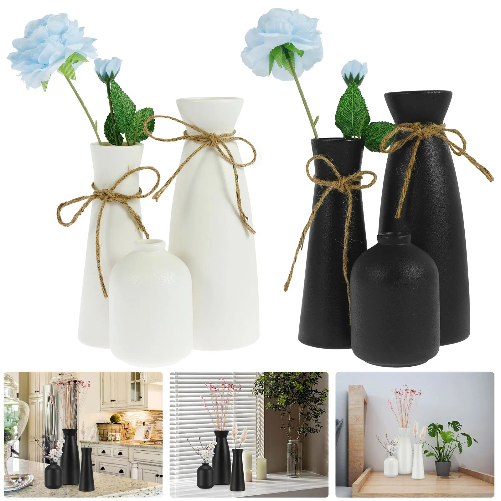 

New 3Pcs Ceramic Vase Set for Pampas Grass Decorative Flower Ornament Vases Minimalist Ceramic Flower Vase Elegant Farmhouse