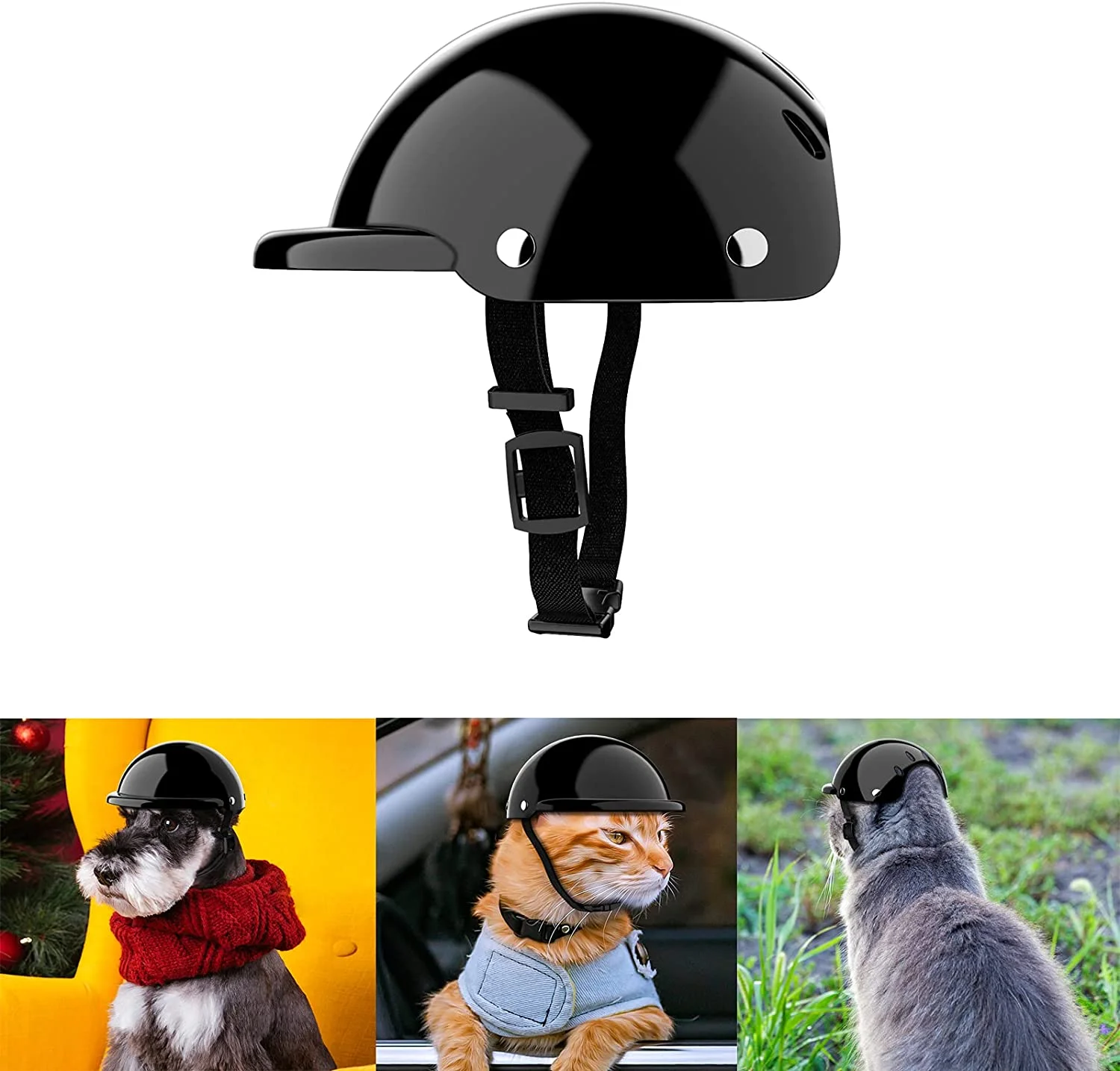 ATUBAN Pet Helmet, Dog Cat Safety Ridding Cap Motorcycle Bike Hat, Soft Padded Sun Rain Protection Outdoor Protect Pet Head