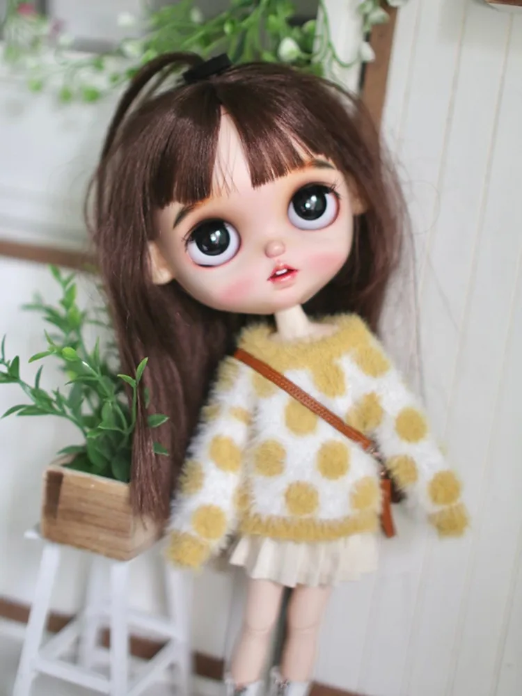 Свитер Blyth в горошек с круглым вырезом 1/6 Одежда для кукол (подходит Azone OB24 Licca Pullip