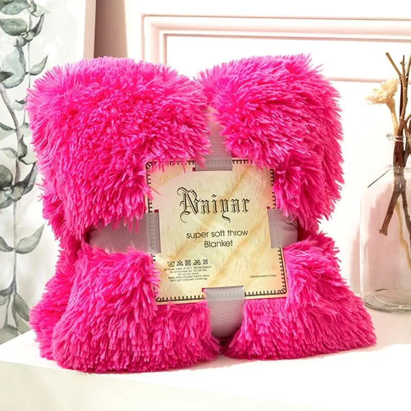 

Shaggy Fuzzy Fur Winter Warm Blanket Office Fluffy Rest Plaid Sofa Bedding Cover Bedsheet Student Home Bedspread King Size