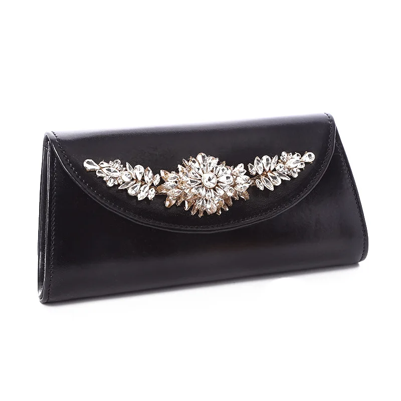 

Новинка 2022, вечерние сумки со стразами, Кожаный клатч, сумочки, мини-кошельки с цветами для вечеринок с цепочкой, мини-сумки для вечерние, Пря...