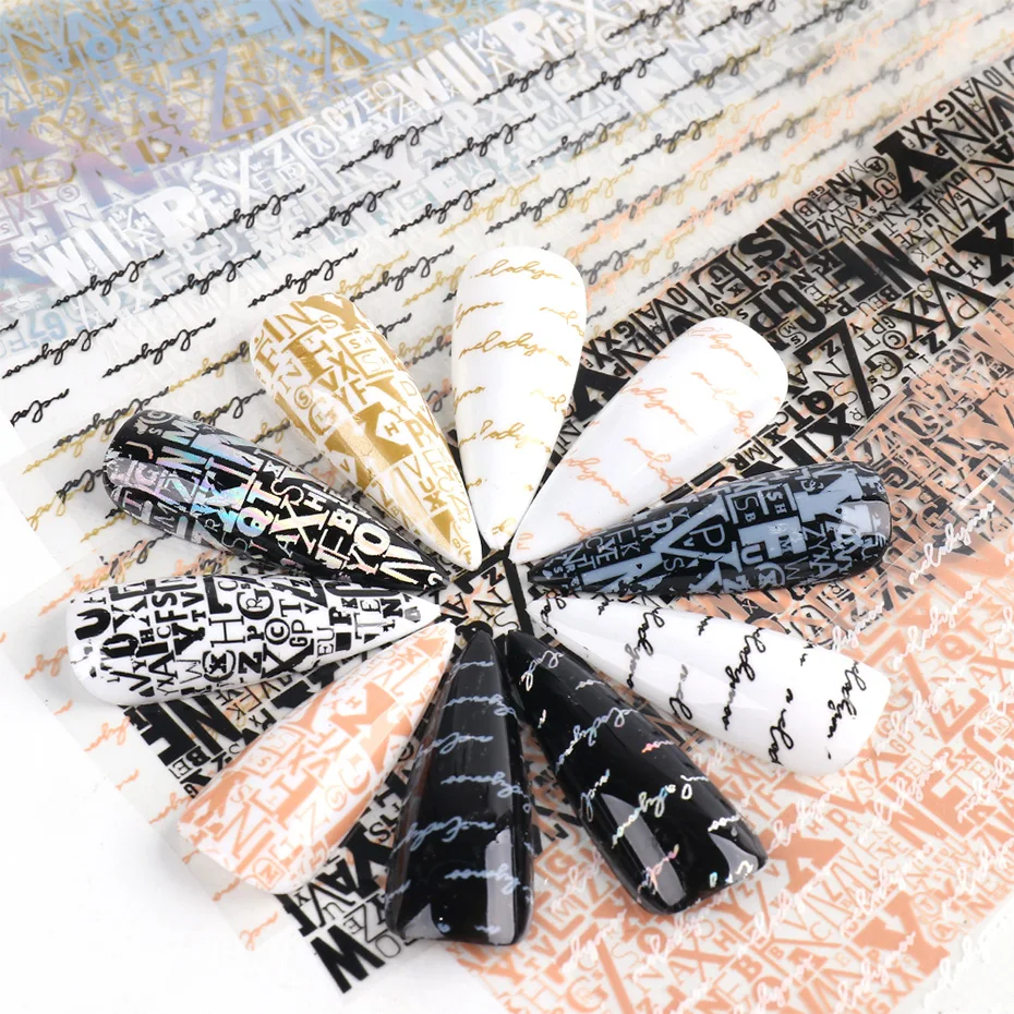 

Наклейки для ногтей, с буквами русского и английского алфавита, фольга для ногтей