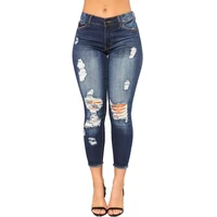 women high elastic shredded stretch jeans female washed denim skinny pencil pants jeans for women high waist y2k jeans shorts