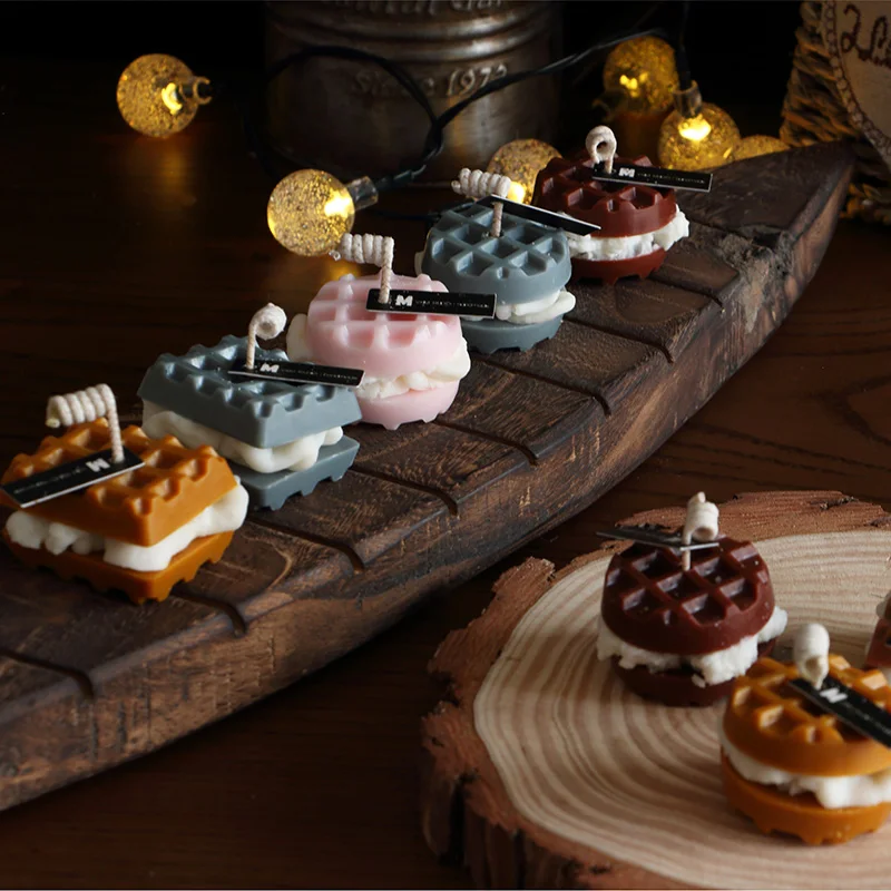 

Waffle Cookies Silicone Candle Mold DIY Gypsum Plaster Crafts Mold Biscuits Chocolate Soap Silicon Molds For Candle Resin