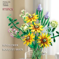 girl gift bouquet building block sunflower tulip plant potted model brick diy romantic flower home bonsai decor assembly toy