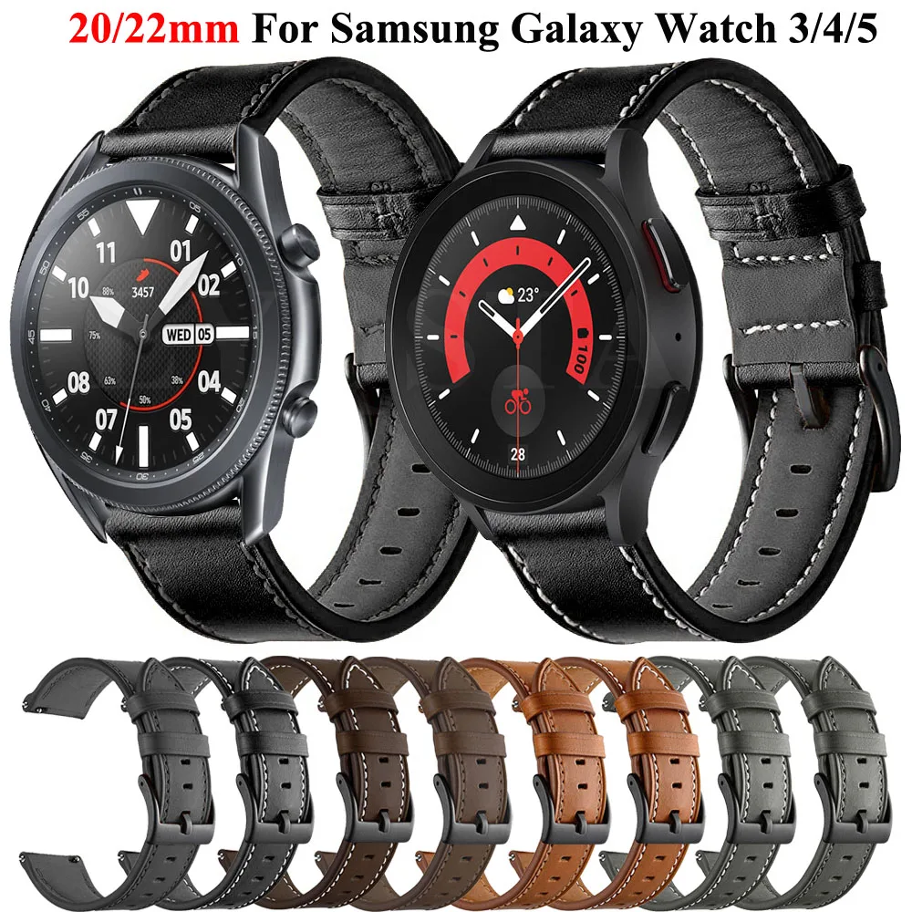 

Hot Leather Watchband For Samsung Galaxy watch 3 45mm 41mm 42mm 46mm Strap Sport Smart Wristbands Bracelet 20mm 22mm Watchstrap
