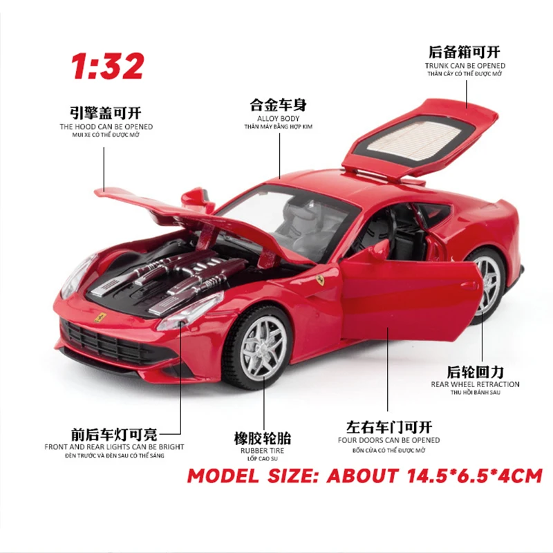 1:32 литая Миниатюрная модель суперавтомобиля из сплава Ferrari F12 задняя фотография