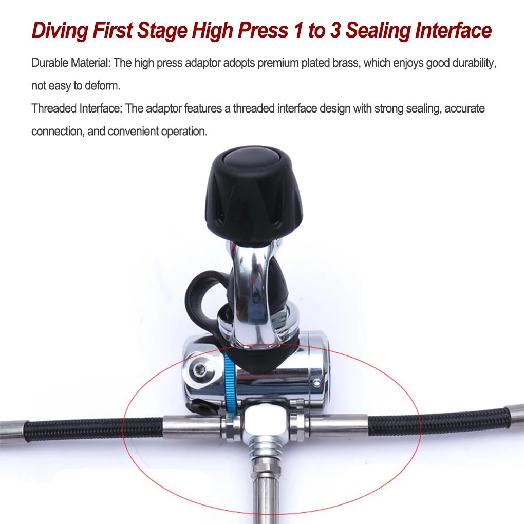 

Diving First Stage High Press 1 to 3 Adaptor Scuba Dive Swimming 7/16‑20 Side Watersport Equipment Accessories