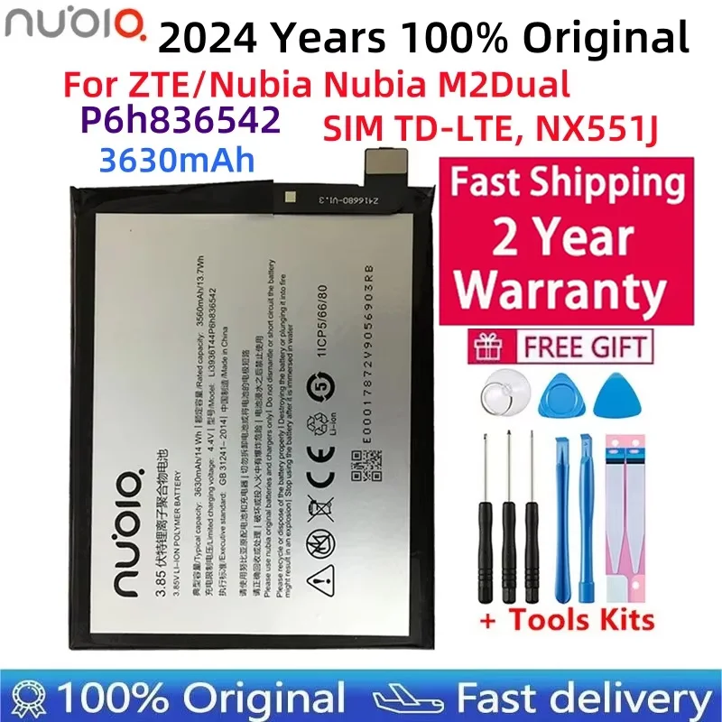 Оригинальный Li3936T44P6h 836542 Аккумулятор 3630 мАч для ZTE/Nubia Nubia M2 Dual SIM TD-LTE NX551J