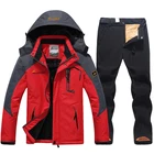 Мужской лыжный костюм, зимние теплые ветрозащитные водонепроницаемые теплые зимние куртки и брюки, горячее лыжное снаряжение, куртка для сноуборда