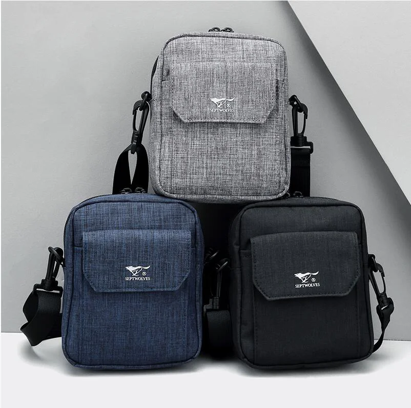 

Brand Septwolves Male single shoulder bag across tide Japanese style canvas small messenger bag leisure mobile phone mini bag
