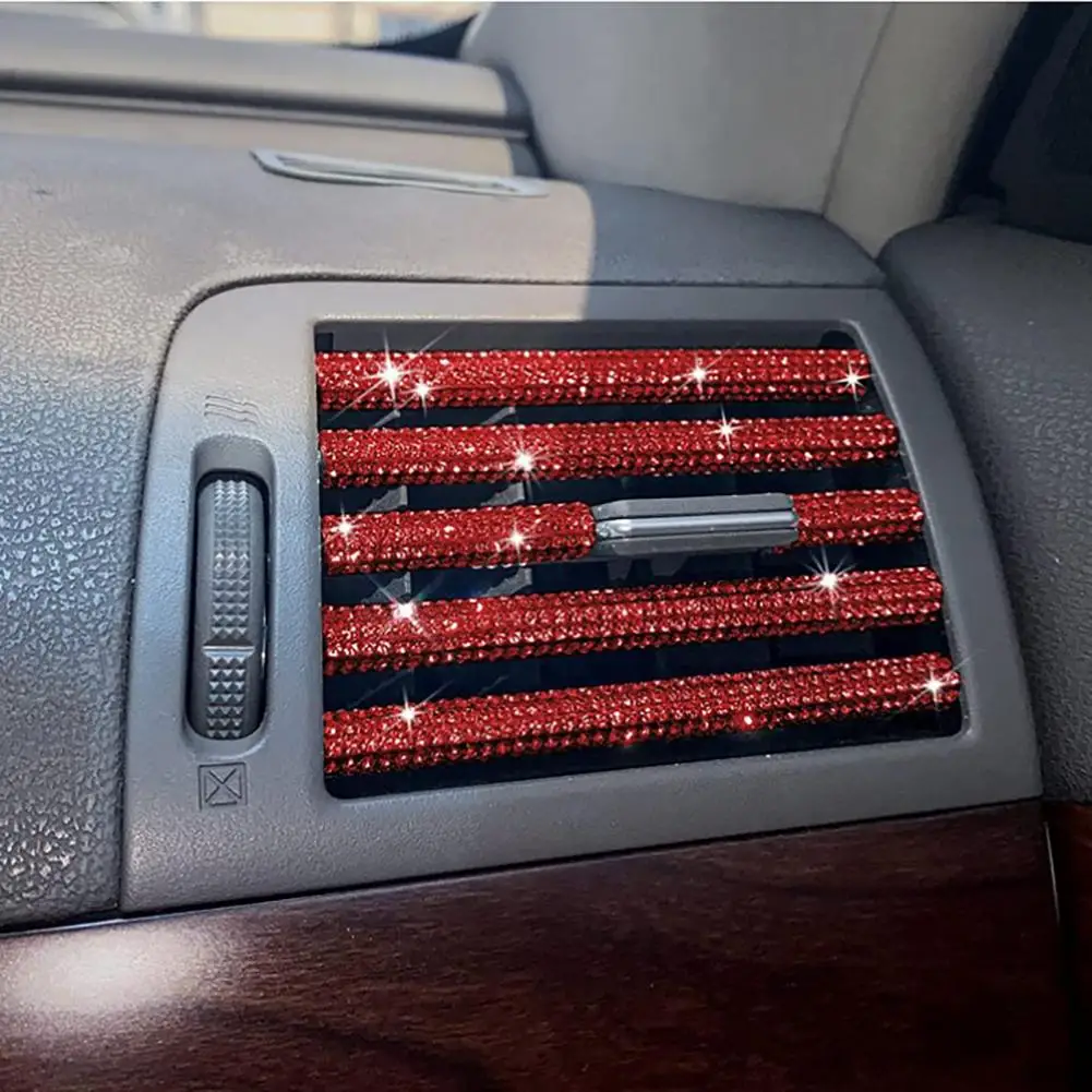 

10Pcs Nice-looking Exquisite Lightweight Rhinestones Air Outlet Decorative Strip Rhinestones Trim for Auto