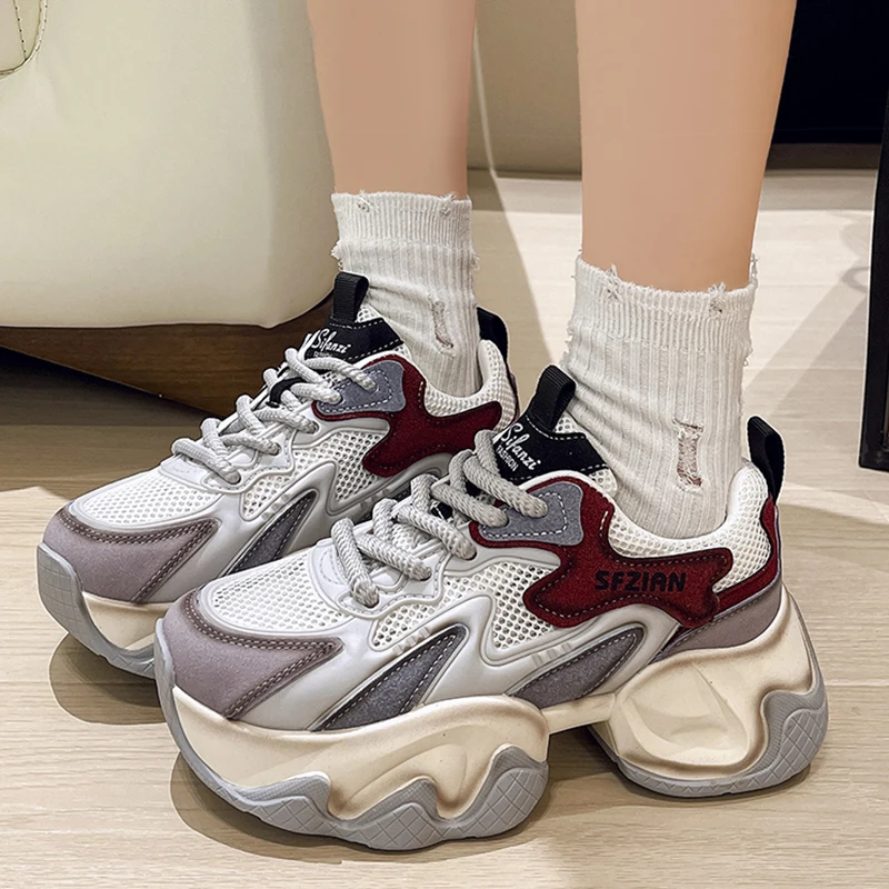 Кроссовки женские на платформе Повседневная Уличная обувь дизайнерские дышащие