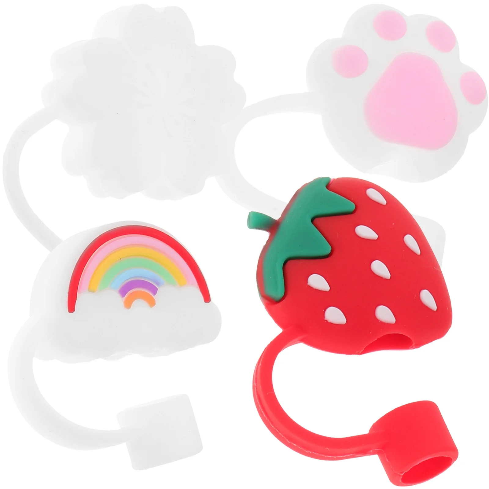 

Straw Tips Cover Drinking Cap Silicone Reusable Covers Cute Plugs Plug Caps Protector Straws Strawberry Toppers Proof