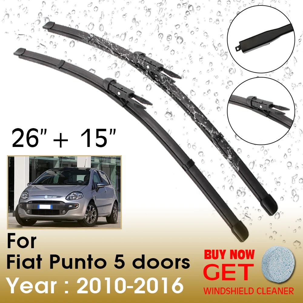 

Car Wiper Blade For Fiat Punto 5 doors 26"+15" 2010-2016 Front Window Washer Windscreen Windshield Wipers Blades Accessories