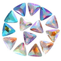 high quality 18mm t riangle shape color ab point back crystal glass stone glue on rhinestones diy jewelry making nail