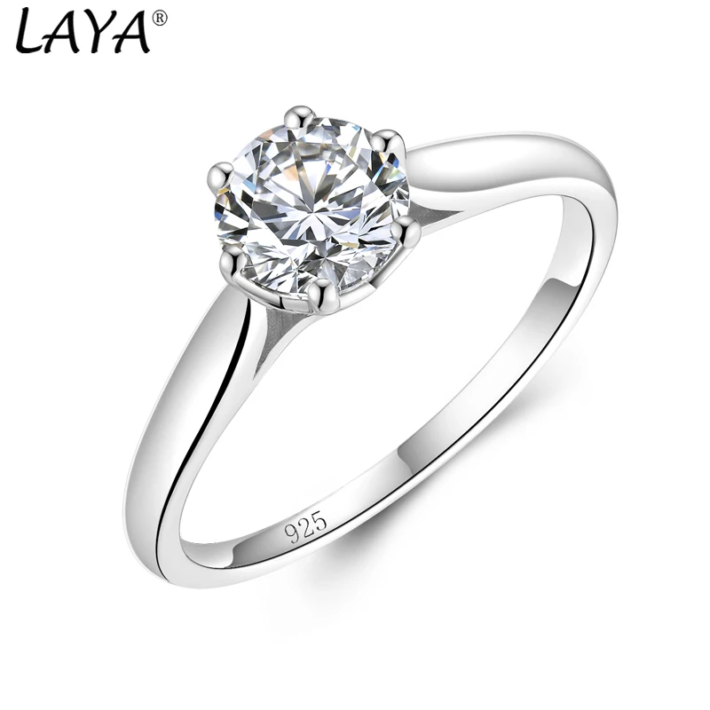 

Кольцо мисс Лайя, круглый разрез 0.8ct бриллиантовый тест 925 серебро свадебные драгоценности