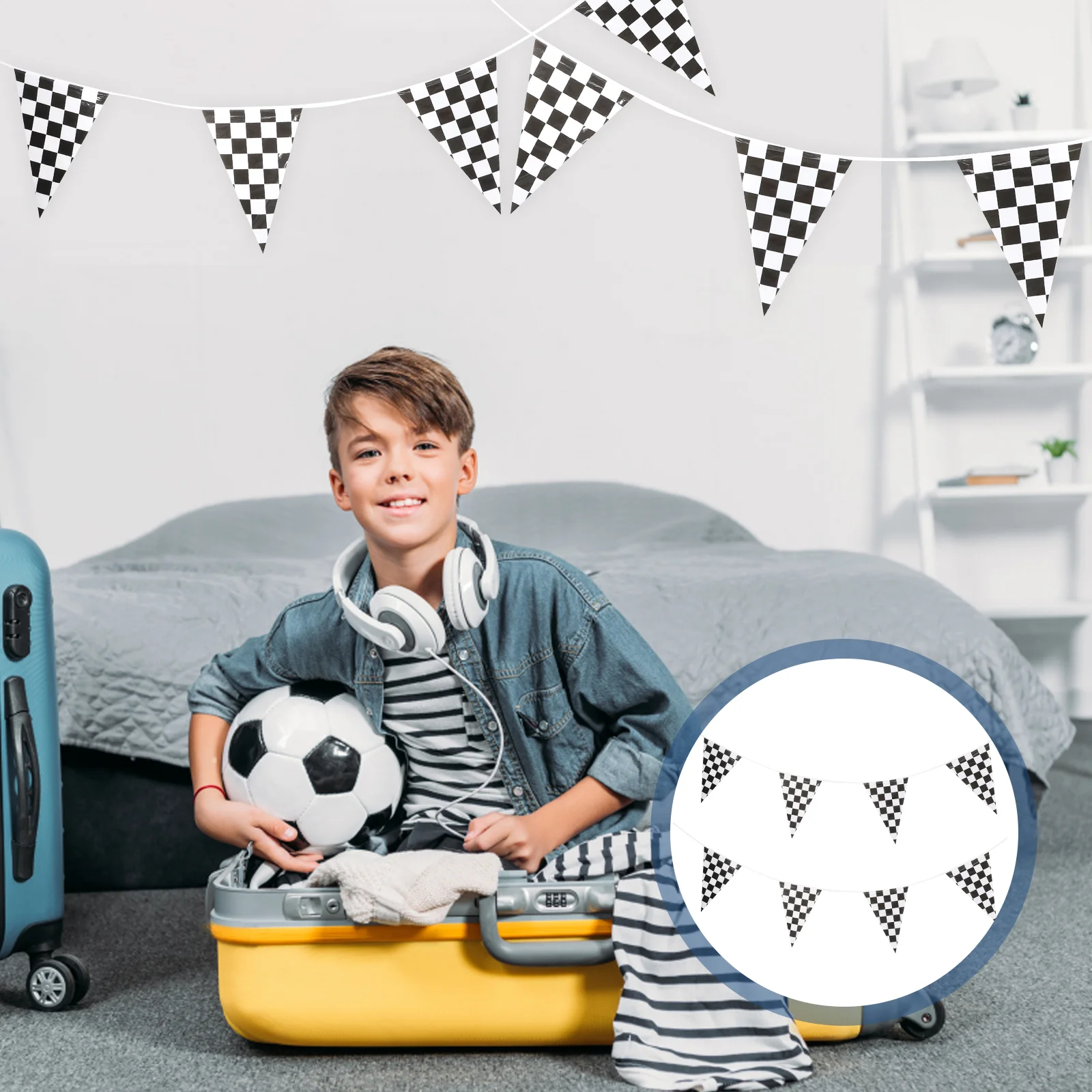 

Checkered Party Flag Racing Race Car Supplies Banner Flags Decorations Birthday Pennant Black Whitehanging Triangle Favor