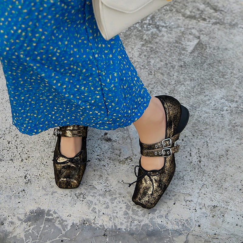 Женские туфли из овечьей кожи Туфли Мэри Джейн в ретро-стиле на каблуке