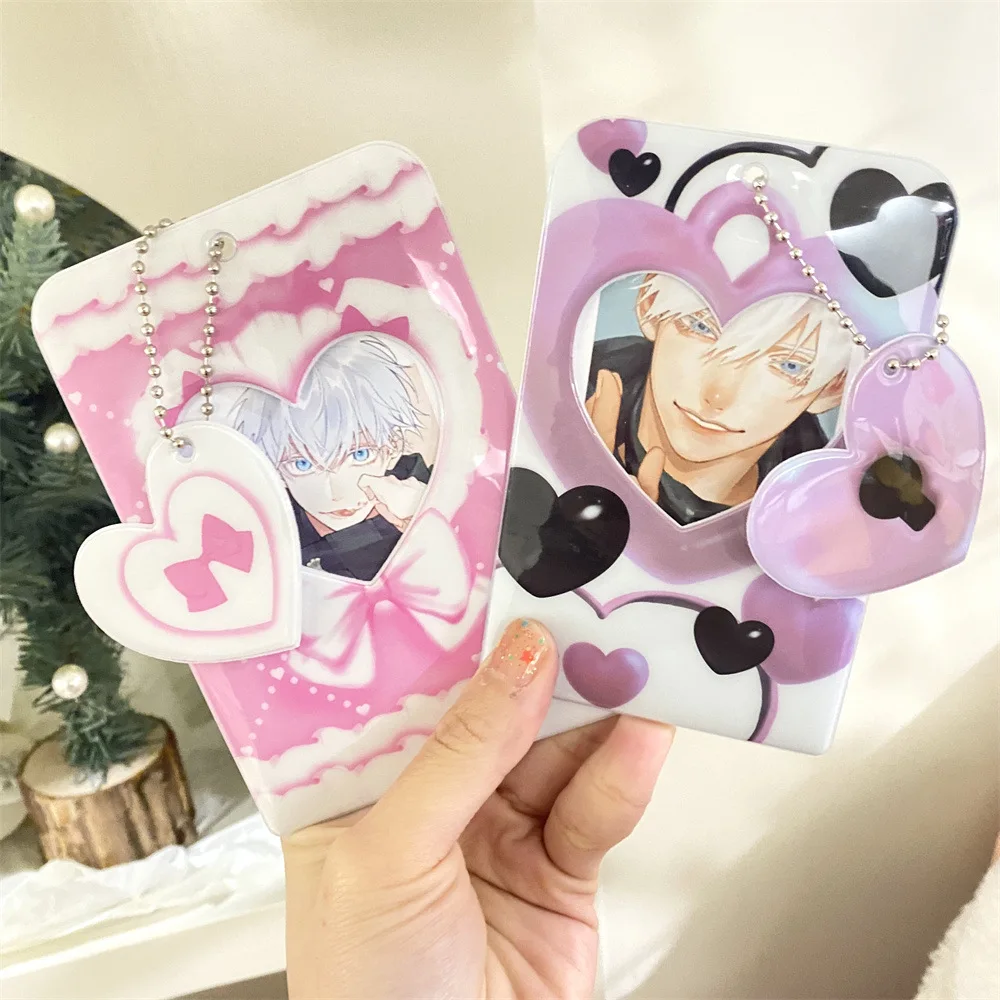 

3Pcs Bowknot Love Photocard Holder Keychain Clear Photo Sleeve ID Card Cover Student Bag Keychain Decorat