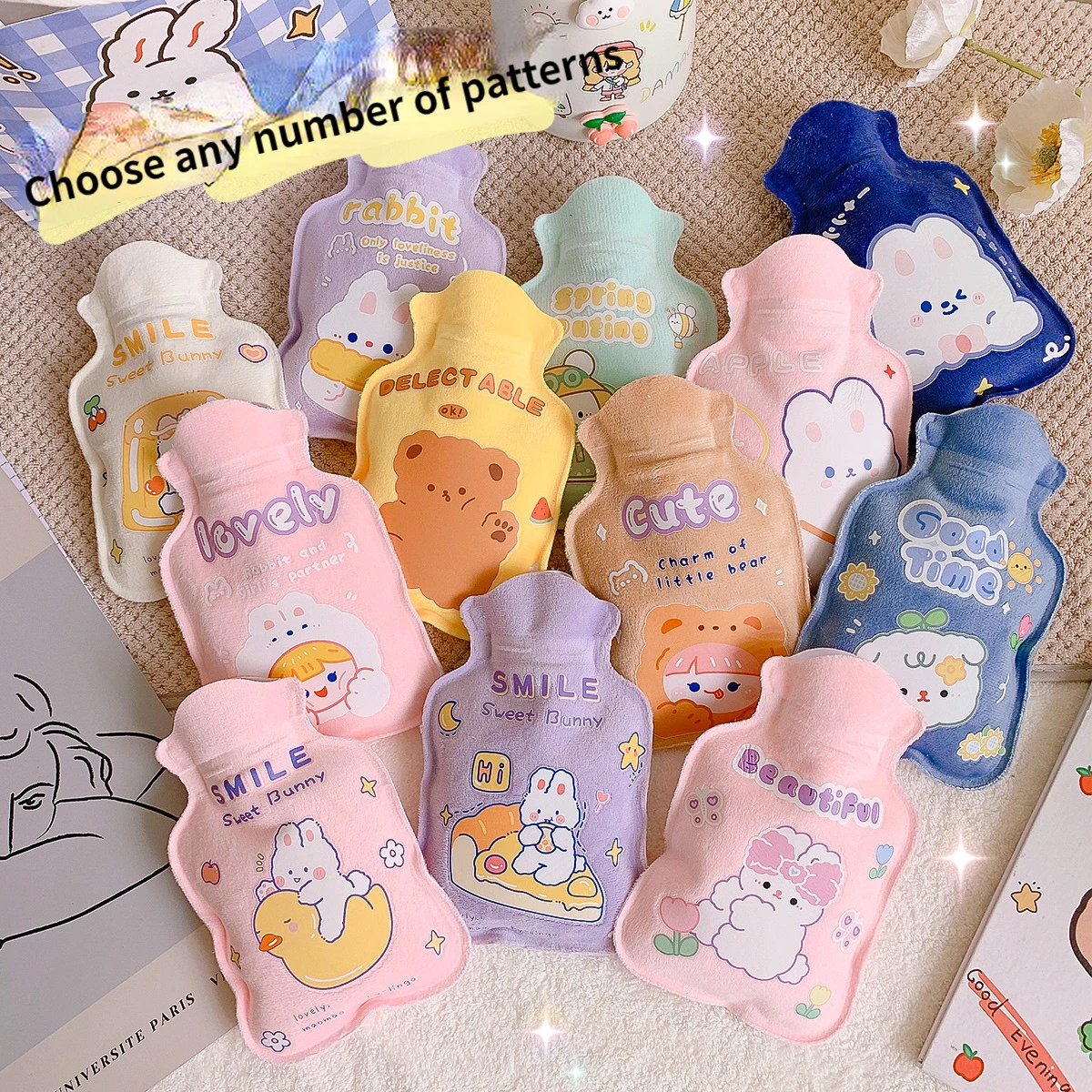 

1Pc Lovely Cartoon Hand Po Warm Water Bottle Mini Hot Water Bottles Portable Hand Warmer Girls Pocket Hand Feet Hot Water Bags