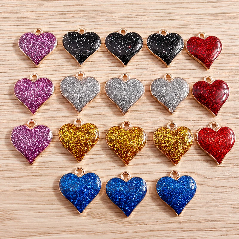 

10pcs 16x17mm Cute Enamel Love Heart Charms for Jewelry Making Women Fashion Earrings Pendant Necklaces DIY Keychain Accessories