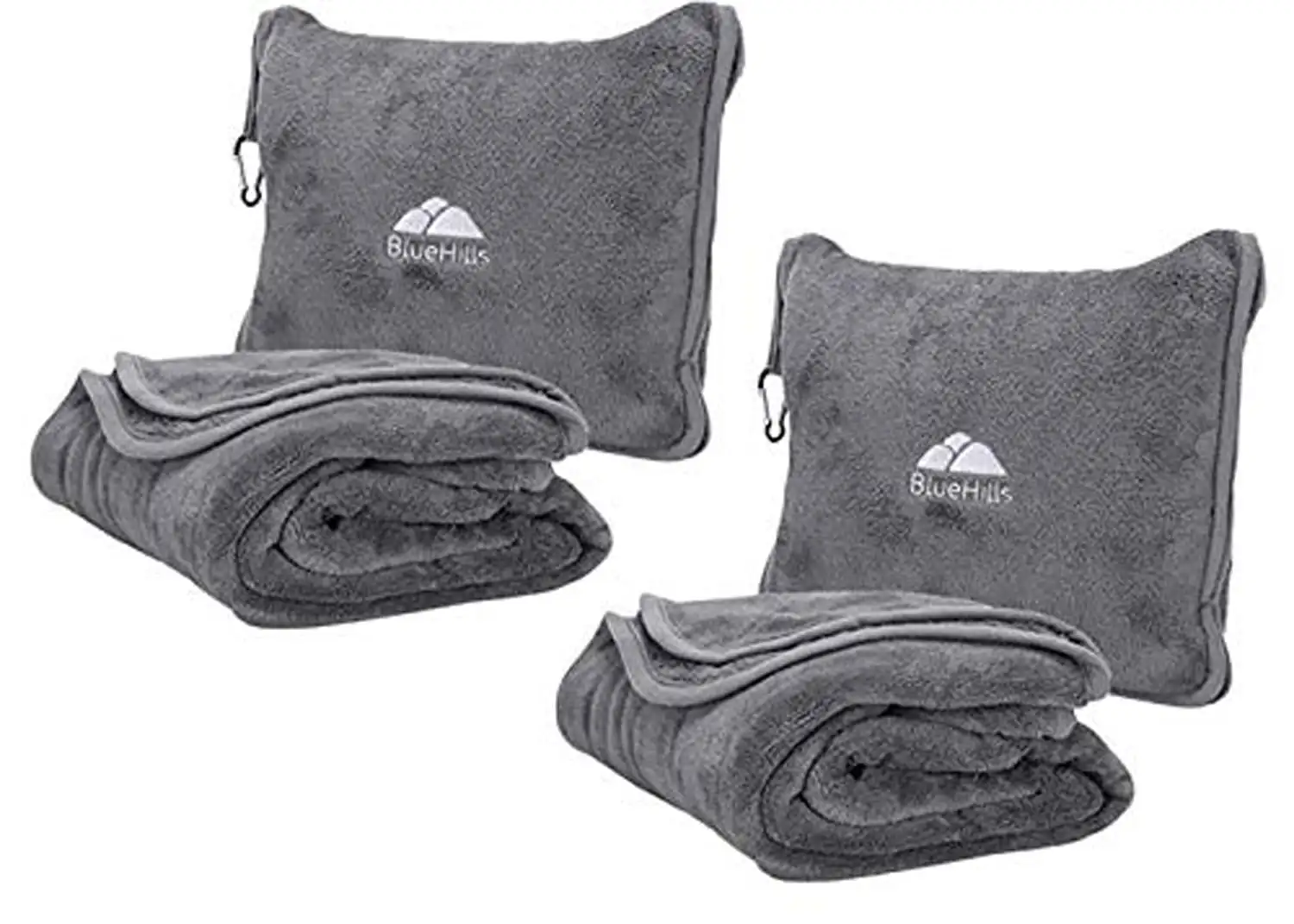 

Premium Soft Travel Blanket Pillow Airplane 2-Pack -Gray