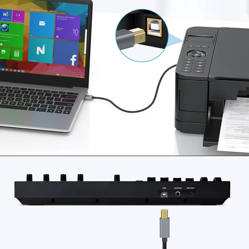 Фото 10M 5M 3M USB-кабель для принтера USB-кабель типа B «папа-папа» USB2.0 для Canon Epson HP ZJiang Label Printer USB 2.0 Кабель для принтера №2