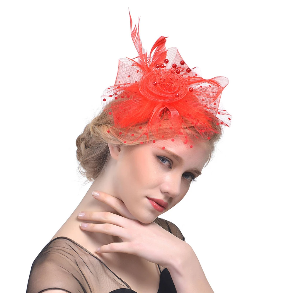 

Holloween Headdress Hairpins Set with Feather Mesh Cap Hypo-allergenic Elegant Headwear for Dating Shopping Theme Park