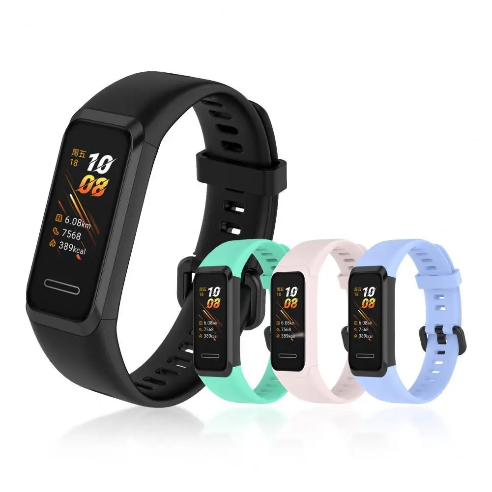 

Watch Band Adjustable Solid Color Soft Silicone Sport Wristband Replacement Strap for Huawei Band 4 ADS-B29/for Honor Band 5i AD