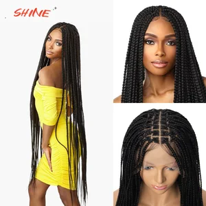 Imported Braided 13x6 Synthetic Lace Front Wig Box Knotless Braids Hair Straight For Black African Women Croc