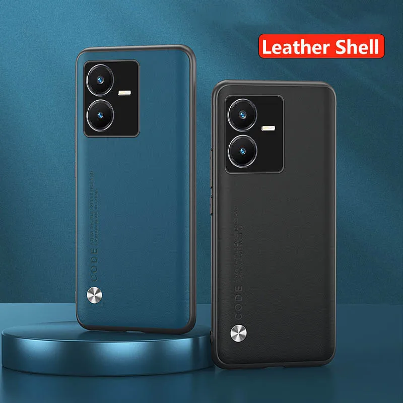

Luxury Leather Case for Vivo Y22 Y22S Y35 Y16 Y77E V2207 V2206 Soft Silicone Edges Hard Back Phone Cover Vivo Y 22 22S 35 16 77E