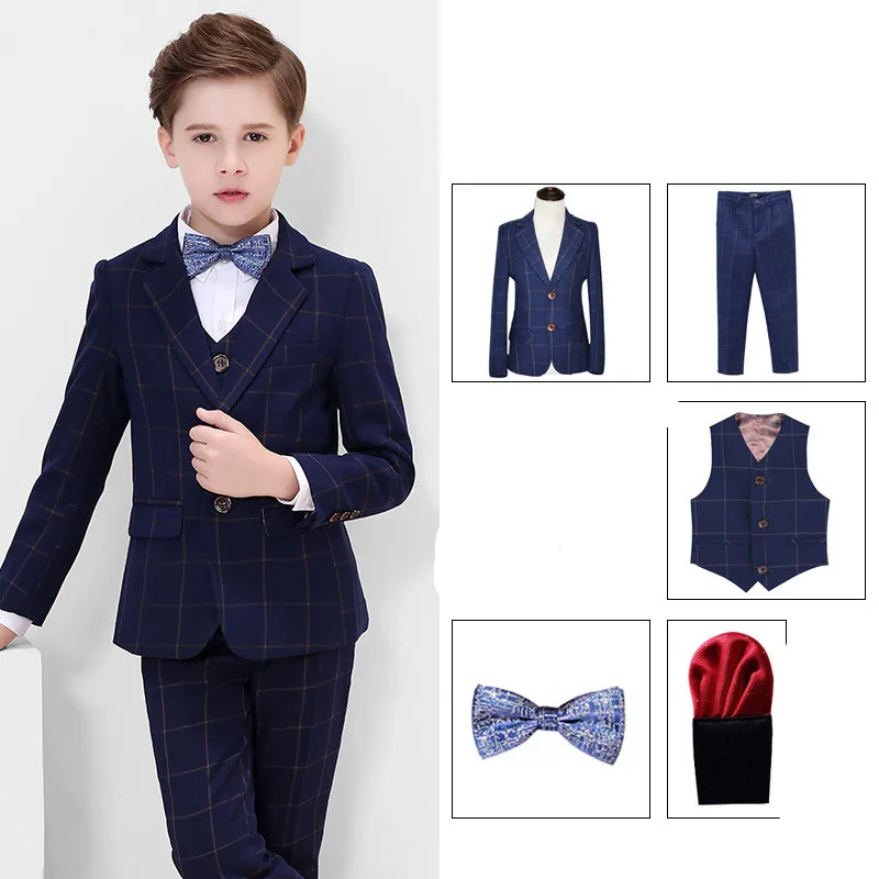 Kids Boys White Blazer Vest Pants 3PCS Set Children Baptism Wedding Prom Suit Baby Boy Elegant Dress Teenager Party Costume images - 6